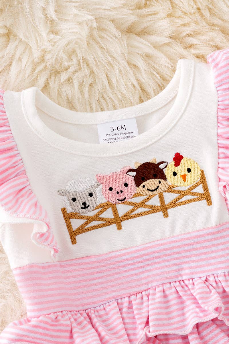 Pink Farm Friends Flutter Romper