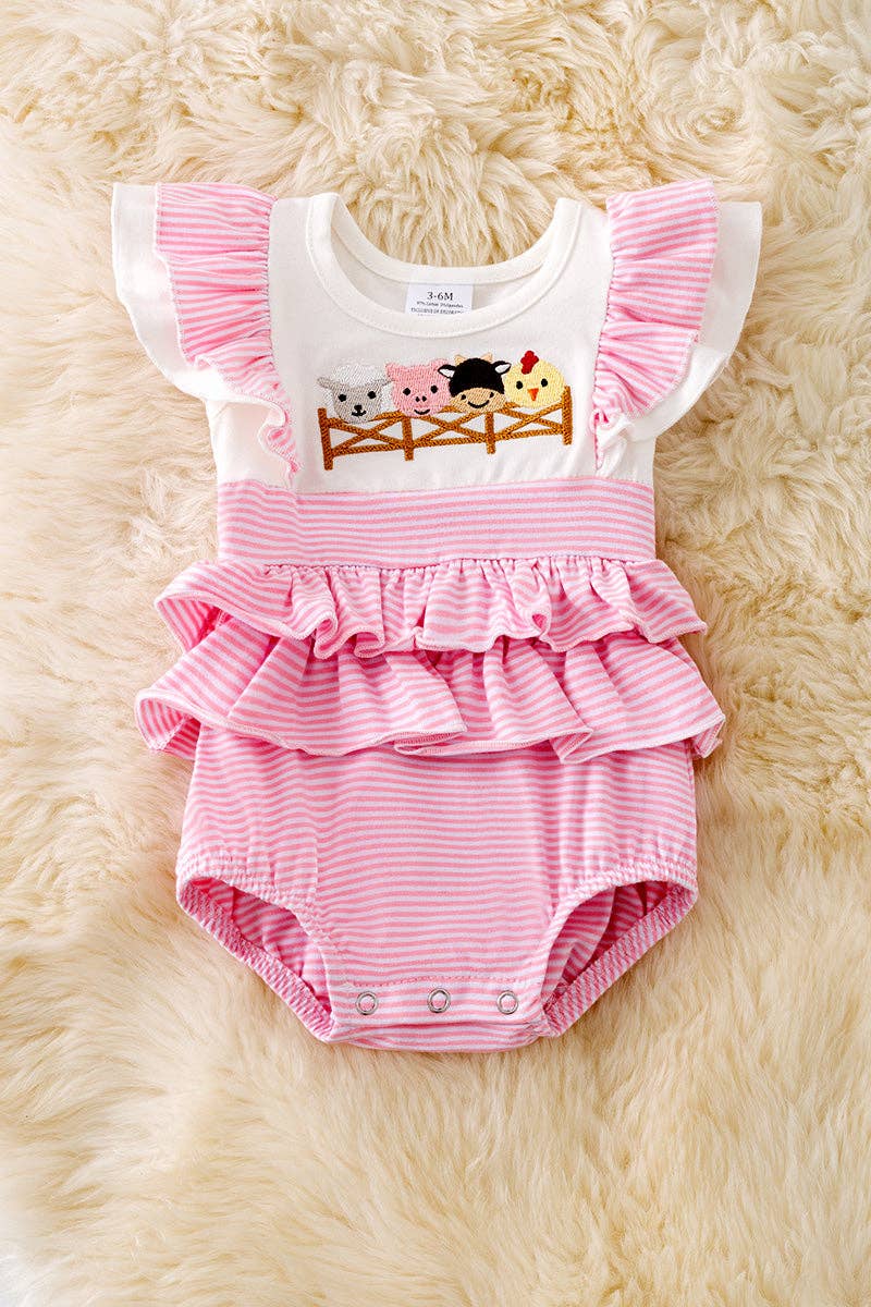 Pink Farm Friends Flutter Romper