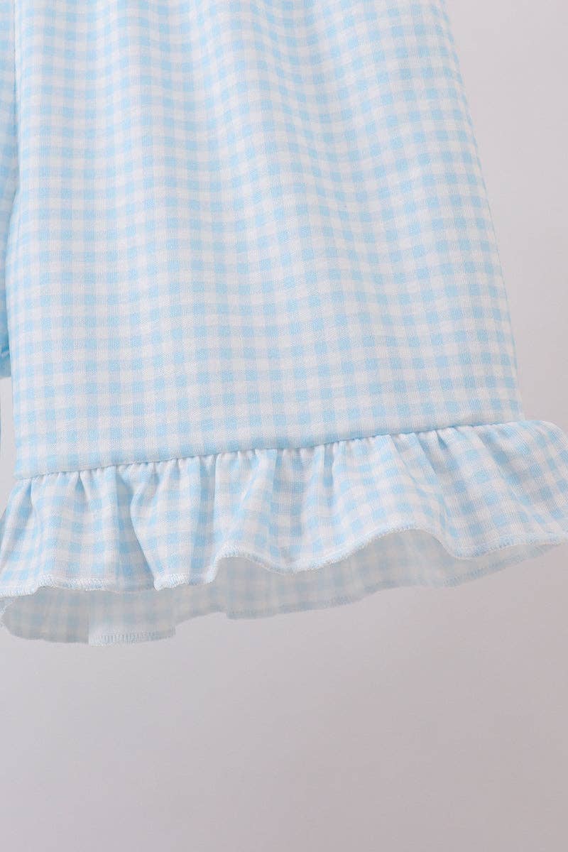 Blue bunny bow ruffle shorts set