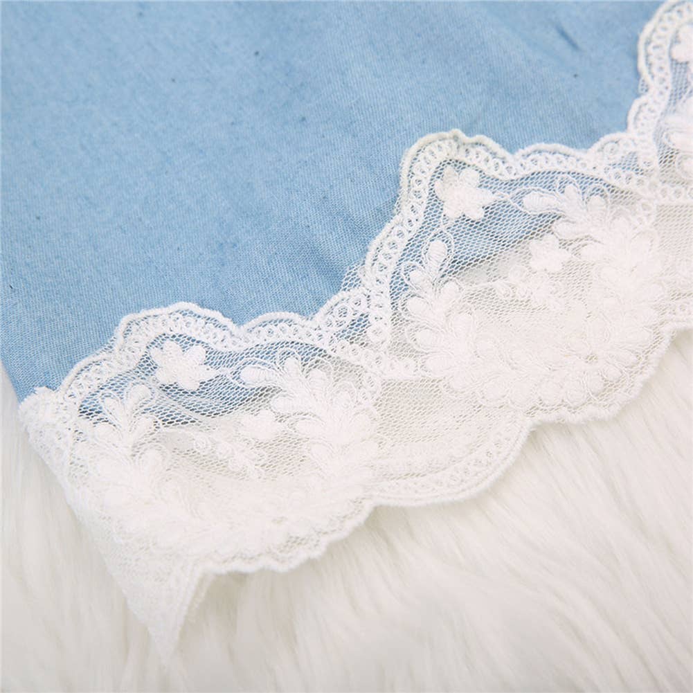 Blue Off-Shoulder Cotton Girl Dress